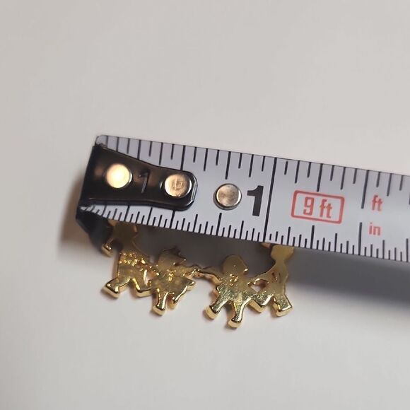 Vintage CTPM Signed Gold-Tone Kids Ring Around The Rosie Brooch - Picture 3 of 3